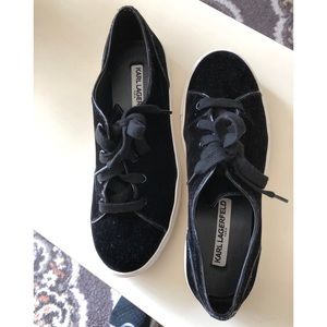Karl Lagerfeld Velvet Laceup Sneakers